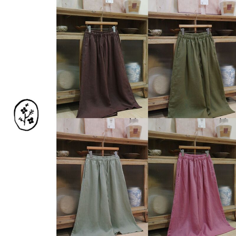 [100% Linen Wide-Leg Culottes] Material Composition Nearly 3m ! Yuqing Cotton and Linen 26 Summer New Style 100% Linen Culottes