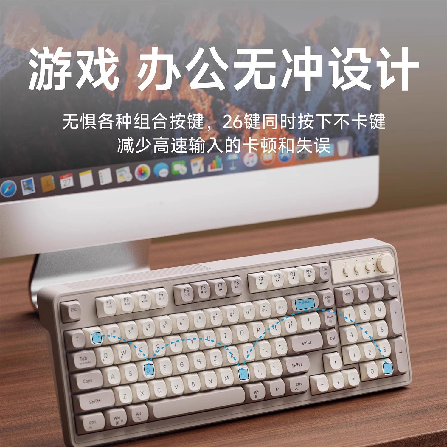 Forerunner Mechanical Keyboard and Mouse Set, Wired and Silent, Specially Designed for Girls' Office Work and Gaming