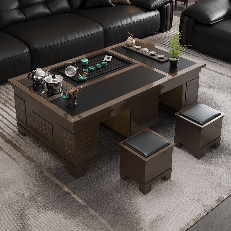Foshan Shunde Kung Fu Tea Table with Kettle, Fire-Heated Stone Tea Table and Chairs, Tea Set, Integrated Office Tea Brewing Station