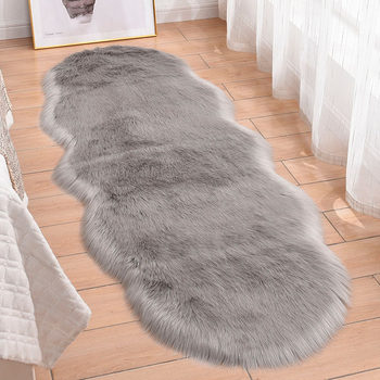 Thick plush carpet bedroom bedside blanket irregular imitation wool solid color floor mat plush decorative blanket cloakroom