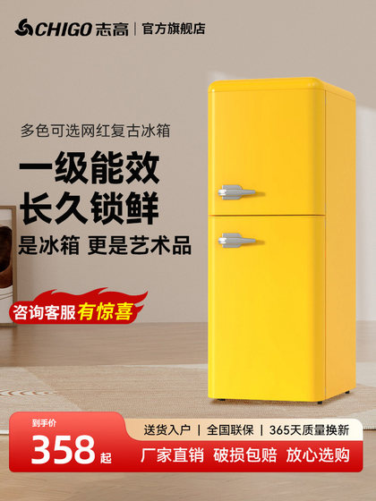 志高复古冰箱小型怀旧家用双开门冷藏冷冻迷你出租房省电二人用