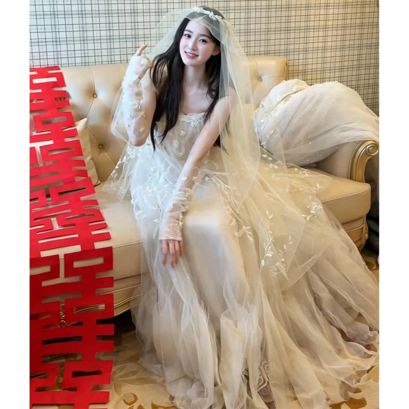 Morning Robe for Female Brides, Main Wedding Dress 2026 New Style, Strapless Vintage Photo Shoot Engagement Dress, Petite-Sized Light Wedding Gown for Going Out Morning Robe for Female Brides, Main Wedding Dress 2026 New Style, Strapless Vintage Photo Shoot Engagement Dress, Petite-Sized Light Wedding Gown for Going Out