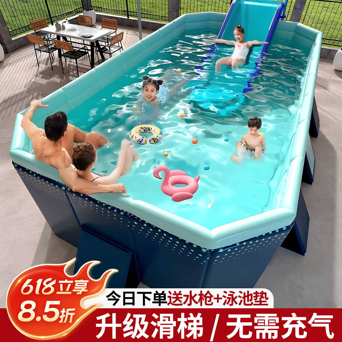 Fold Up Pool Summer coolness essential! large-sized, inflatable-free, outdoor ...