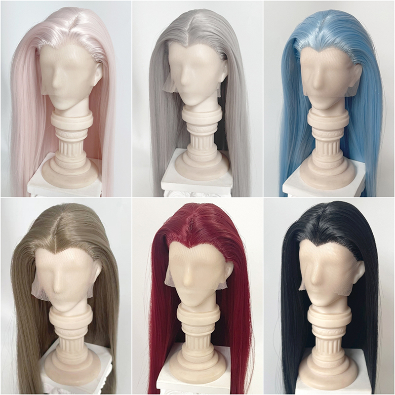 Yale Bjd Wig High-Temperature Fiber Hand-Crocheted Front Lace Single-Pointed with Bangs Ancient Style Side-Parted Long Hair
