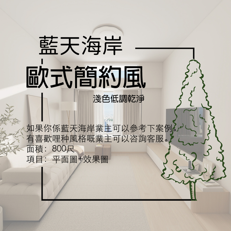 Hong Kong【Blue Sky Coast】800 Sq ft Floor Plan + 3D Effect Home Interior Design Case Study