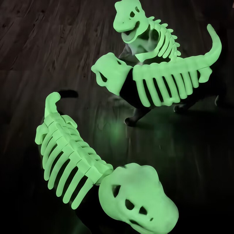 Glow-In-The-Dark Dinosaur Skeleton Headgear Cat Costume Funny Tyrannosaurus Rex Pet Cape Transformation Outfit Photo Props