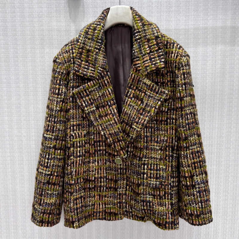 Wool Tweed Retro Lapel One-Button Suit Collar Jacket 2026 Autumn and Winter New Style Top for Women Y704 Wool Tweed Retro Lapel One-Button Suit Collar Jacket 2026 Autumn and Winter New Style Top for Women Y704