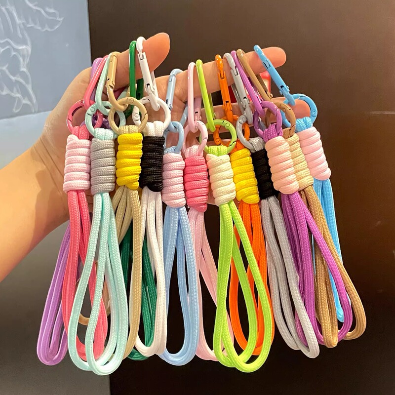 Dopamine-Colored Braided Rope Keychain Phone Lanyard Phone Chain Accessory Lanyard Anti-Loss Multifunctional Wrist Strap