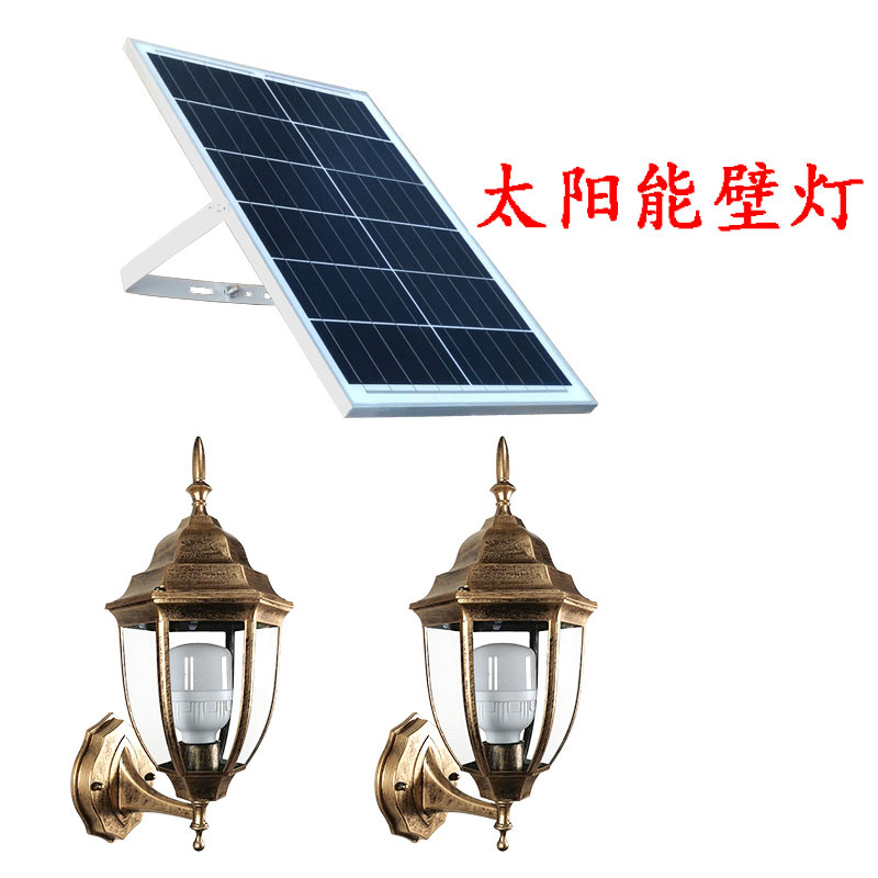 Solar Wall Light Outdoor Wall Lamp Rainproof Garden Light Super Bright Warm Light One-To-Two Bronze Wall Light Modification