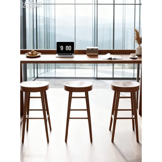 Solid Wood Bar Table for Home Balcony, High-Legged Table by the Window, Light Luxury Narrow Table, Living Room Side Table, High-Legged Table, Milk Tea Shop Table, Bed Frame Pull-Out Table