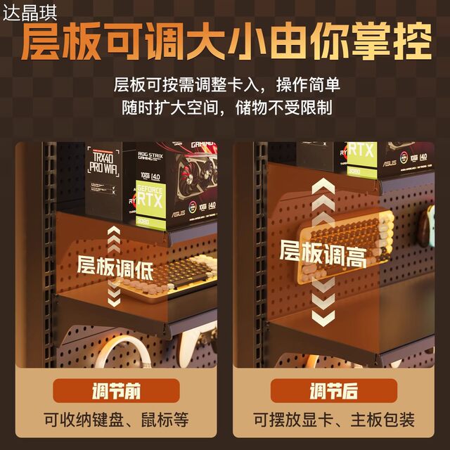 Perforated board vertical storage rack bedroom bookshelf computer desktop modification punch-free display rack storage e-sports desk bed sheet pull cart