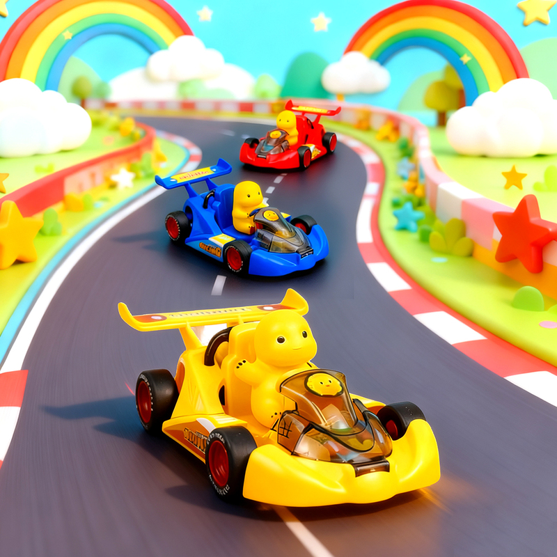 Little Milk Dragon Cool Racing Kart Inertia Scooter Children's Toy Car Small Car Bumper Racing Toy for Boys and Girls