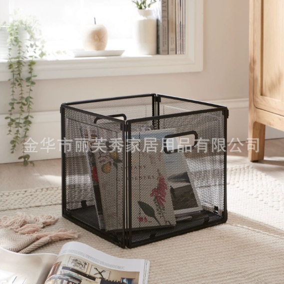 Foldable Storage Basket for Home and Supermarket, Simple and Creative, Large Capacity Metal Mesh Basket, Home Storage and Organizing Basket, Nordic Style