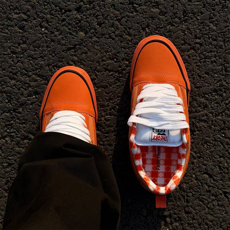 Orange Lobster Concepts Collaboration Knu Skool Low-Top Orange Color-Blocked Chunky Sneakers Lightning Shoes