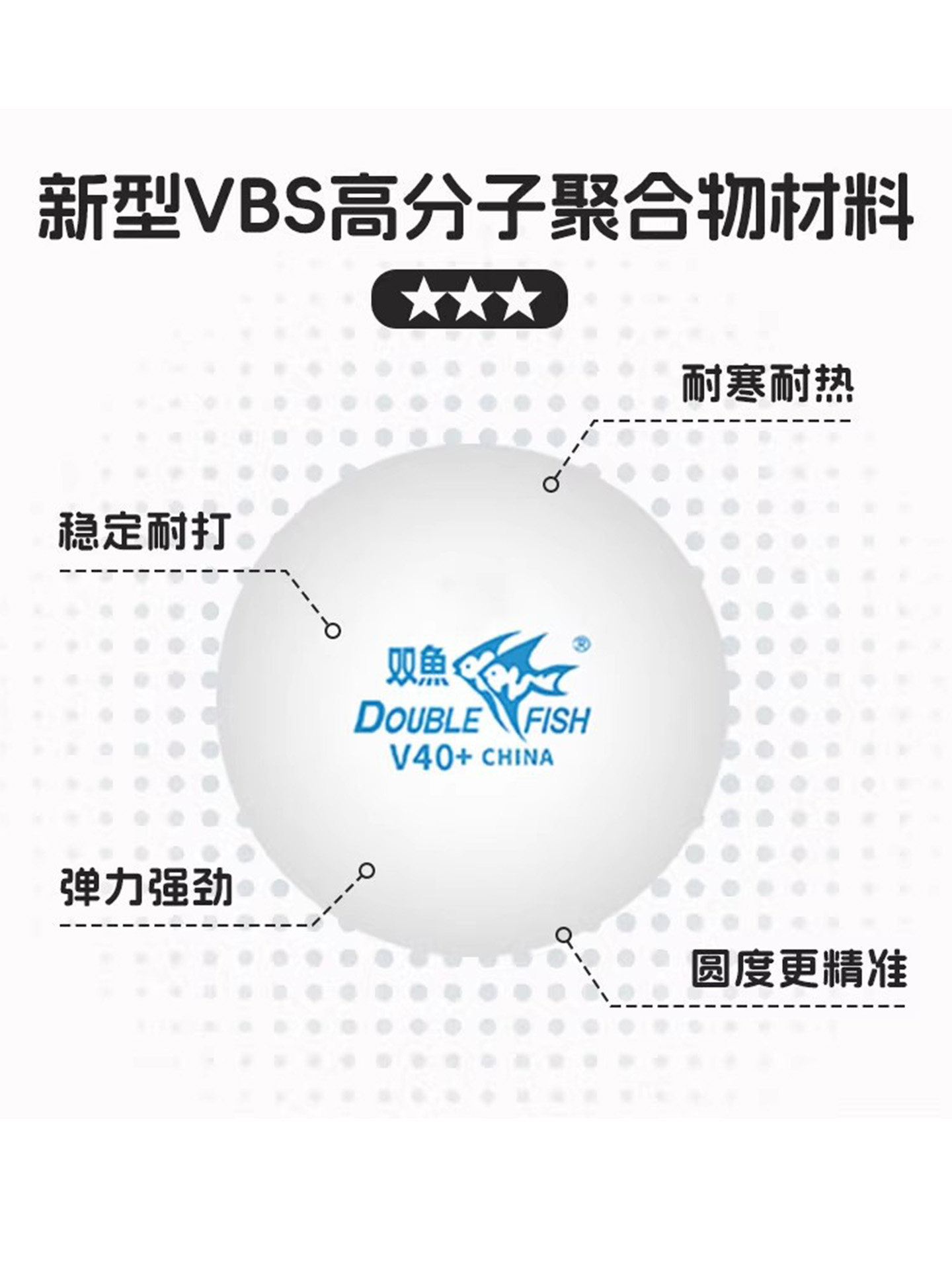 Double Fish Table Tennis Ball 1-2-3 Star Winged V40+ 3-Star Competition Training Ball with New Abs Material and Seams