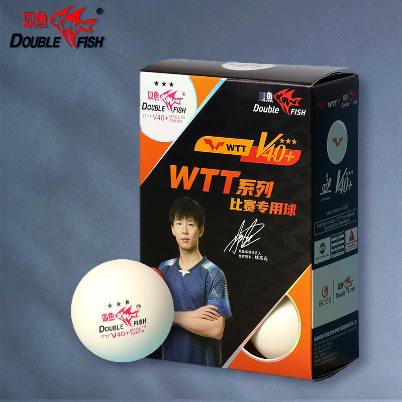 Double Fish Table Tennis Three-Star Wtt Event-Specific Ball 40+ with Seam, Genuine Durable High-Elastic Ball, Ittf Certified