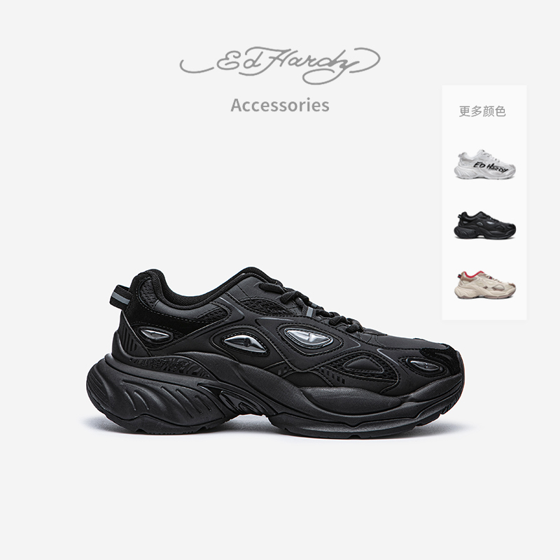 Ed Hardy Acc Ed Hardy Couple Style Dad Shoes, Sports Casual Shoes for Men and Women, Versatile Distressed Dirty Shoes