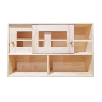 Small kitchen wall cabinet sliding door pine wood solid wood glass door storage cabinet storage cabinet wall hanging custom