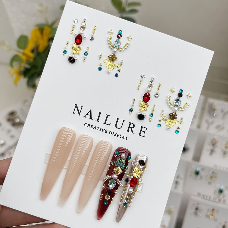 Palace-Style Retro Nail Art Decoration Material Kit, Popular Online, Empress Dowager's Return to the Palace, Huanhuan Nail Protection Nail Set with Rhinestones Palace-Style Retro Nail Art Decoration Material Kit, Popular Online, Empress Dowager's Return to the Palace, Huanhuan Nail Protection Nail Set with Rhinestones