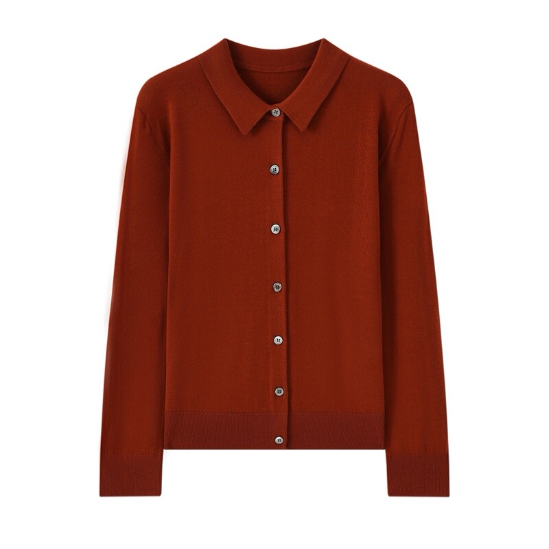 New King's Gift Fine-Spun 100% Pure Wool Polo Collar Knit Shirt Black and Gold Series Plain Shirt Cardigan New King's Gift Fine-Spun 100% Pure Wool Polo Collar Knit Shirt Black and Gold Series Plain Shirt Cardigan