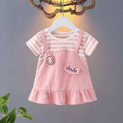 Girl Summer Dress New arrival Girl Cute Fake Two-Piece Baby Girl Summer Skirt Children's pure cotton Clothes