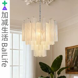 French Medieval Chandelier, Light Luxury Style, Living Room and Dining Room Lamp, European Style Creative Murano Snowflake Gypsum White Glass Chandelier
