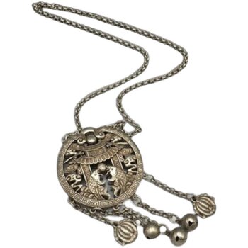 Speedy antiques and miscellaneous collections of qianlong years of the qing dynasty carp jumping dragon gate q silver lock pressed lapel lock special package