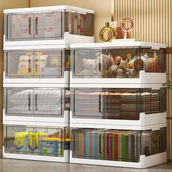 No installation folding simple storage cabinet toys and snacks multi-layer finishing storage cabinet plastic transparent