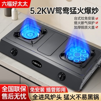 Liufu Haotaitai Gas Stove Double Burner Household Liquefied Gas Stove Tabletop Gas Stove Natural Gas High-Fire Stove Energy-Saving Stove