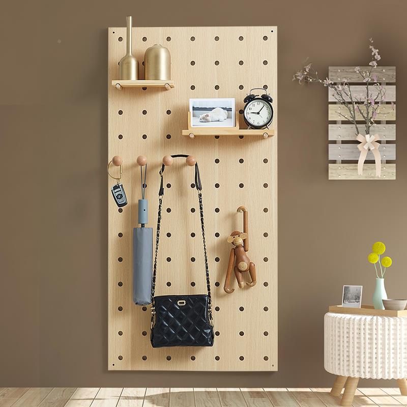 U worker's uncle's entrance hall VJN wooden hanging hole board wooden storage rack door wall storage hanger wall hanging 9