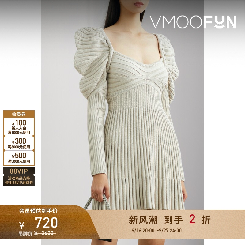 [Discount] Cult Gaia Spring/Summer Women's Backless Ribbed Knit Cotton Mini Long Sleeve Dress
