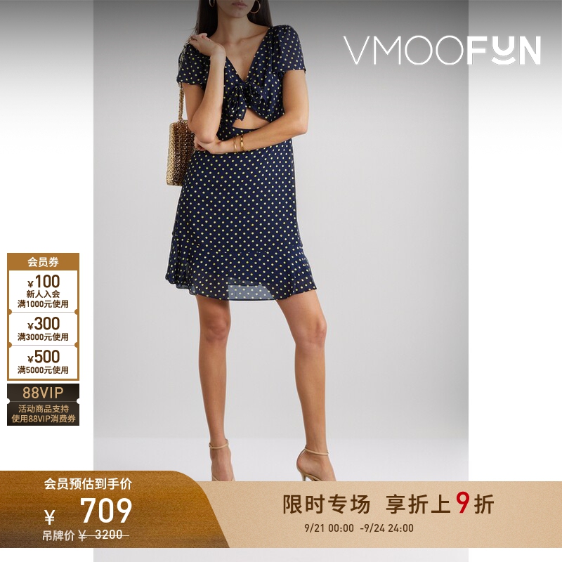 【Limited Time Discount 10% off】Michael Michael Kors Women's Cut-Out Polka Dot Georgette Dress
