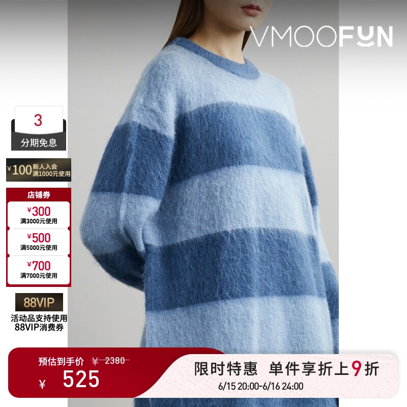 [Limited Time Discount 10% off] Michael Michael Kors Autumn and Winter Women's Striped Patchwork Blended Sweater