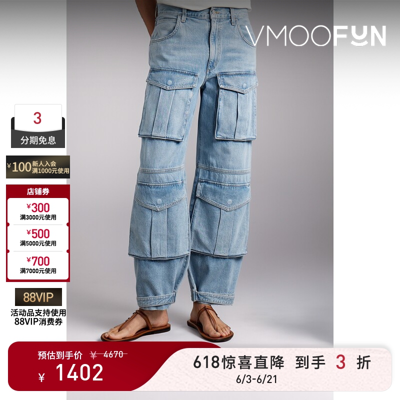 [Surprise Discount] Agolde Women's Distressed High-Waisted Wide-Leg Blue Cargo Jeans