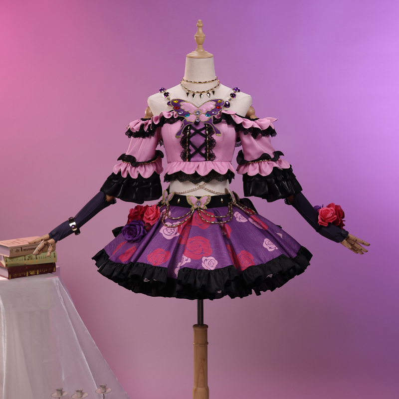 Ouou-Chan Idol Activity Cosplay Purple Orchid Shining Rose Butterfly Dress Cosplay Anime Costume Ouou-Chan Idol Activity Cosplay Purple Orchid Shining Rose Butterfly Dress Cosplay Anime Costume