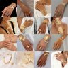 European and American cross-border metal design geometric women's open bracelet ring set exaggerated punk retro temperament jewelry