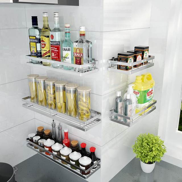304 stainless steel seasoning rack kitchen seasoning storage rack without punching seasoning storage rack corner wall rack