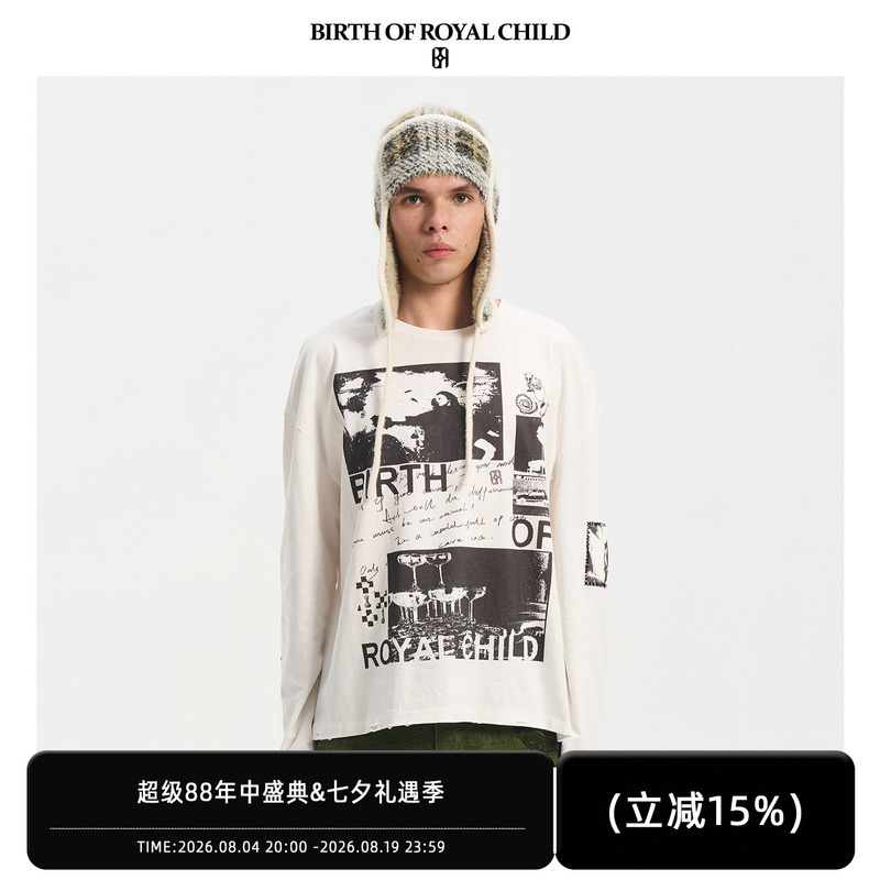 Birth of Royal Child.Borc 【Cloud Flag Style】Poster Patch Long Sleeve T-Shirt with Vintage Look