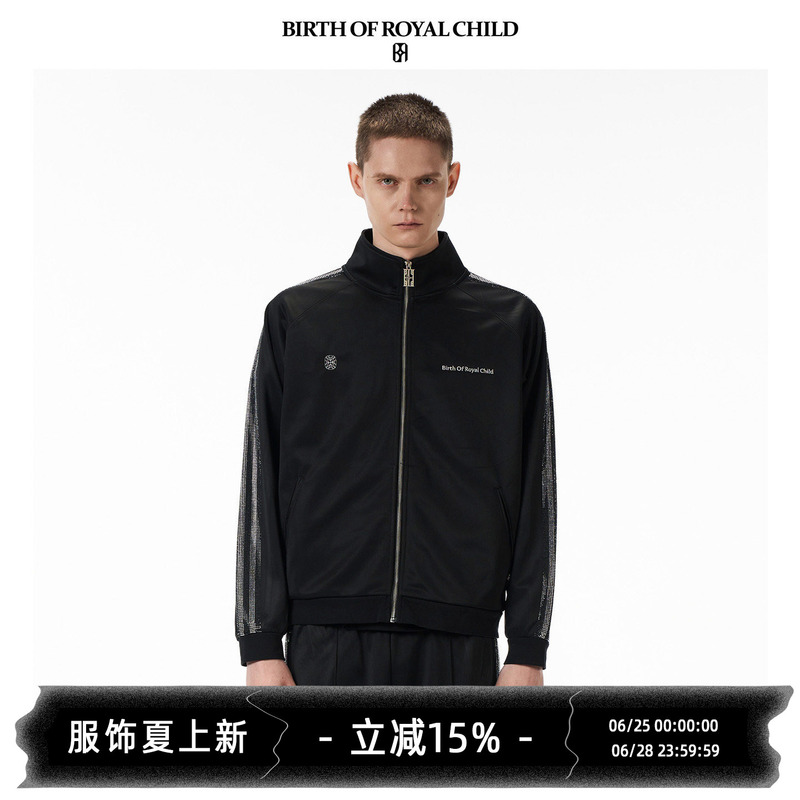 Birth of Royal Child.Borc 【Same Style as Ma Jiaqi】 Rhinestone Sports Jacket with Dark Night Sparkle