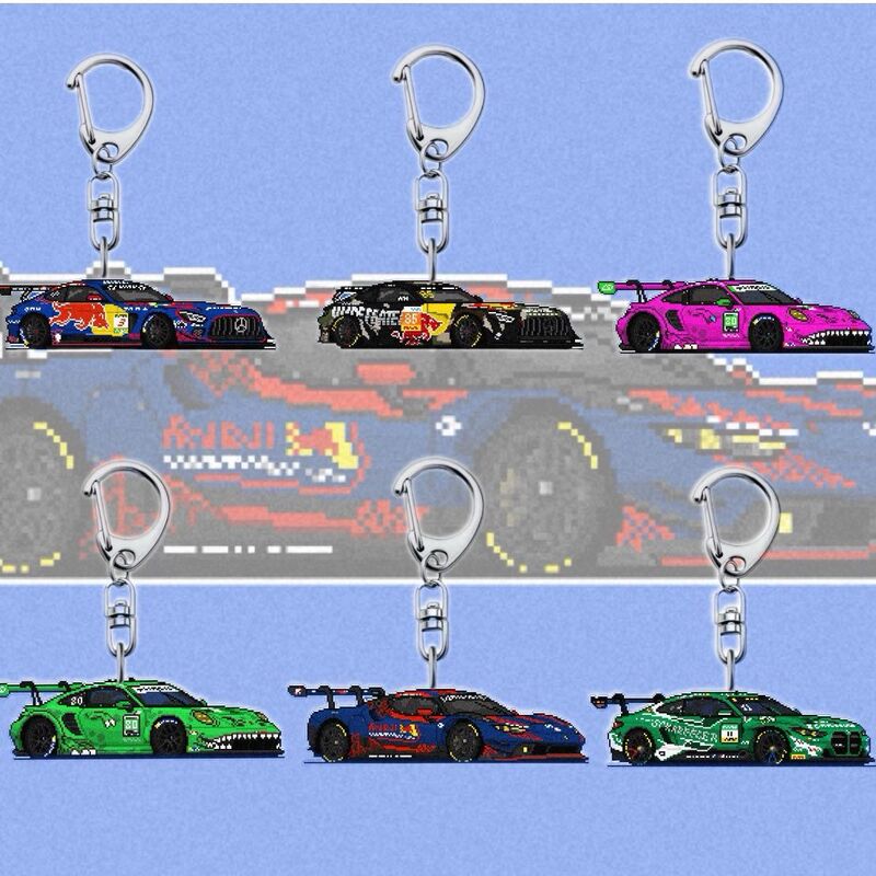 Pixel-Style Gt3 Racing Car Keychain Creative Acrylic Pendant Student Backpack Decoration Gift