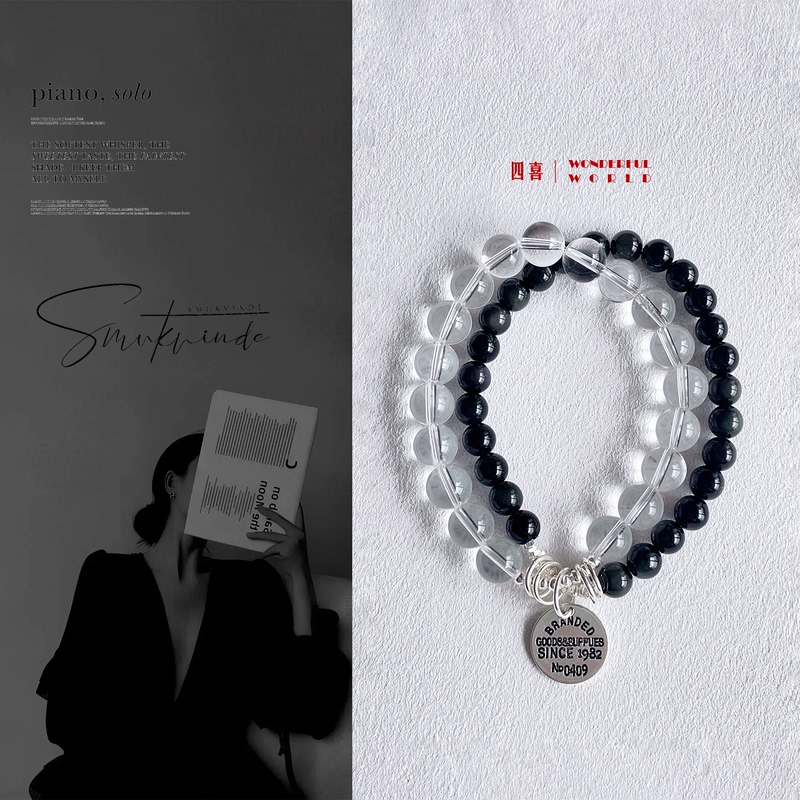 Bracelet for Women 2026 New Model Obsidian White Crystal Bracelet with Pure Silver Pendant, Stackable and Very Beautiful Bracelet for Girls
