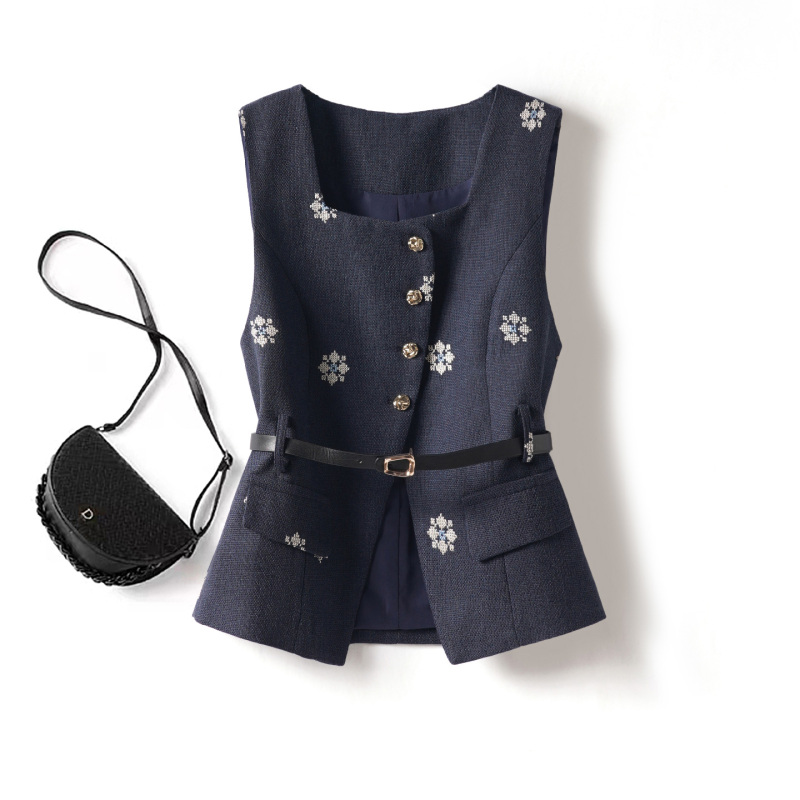 French-Style Embroidered Vest for Women, Outerwear for Fall 2026, New Sleeveless, High-End, Elegant Layered Waistcoat French-Style Embroidered Vest for Women, Outerwear for Fall 2026, New Sleeveless, High-End, Elegant Layered Waistcoat