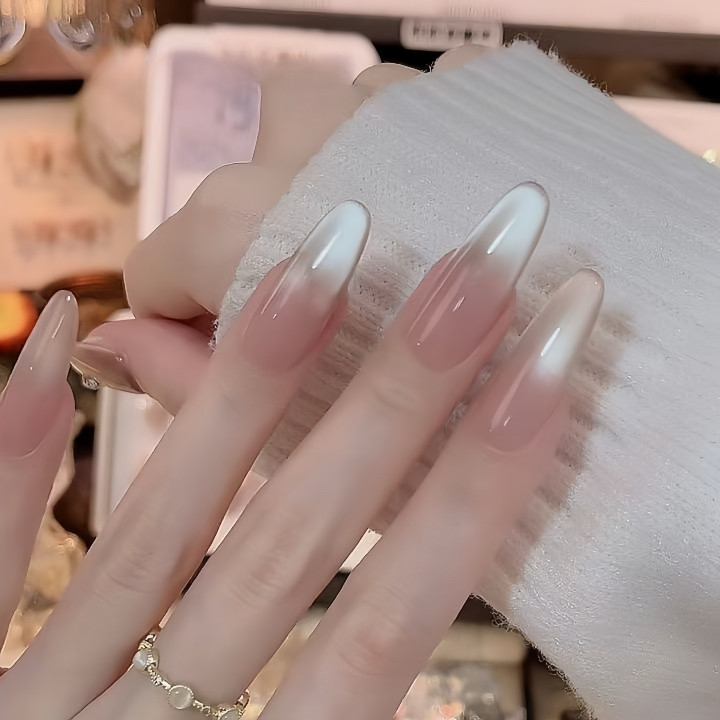 Nude Cat Eye Press-on Nails 穿戴甲裸色显白温柔猫眼新款美甲简约高级成品指甲贴片 - Detail image 2