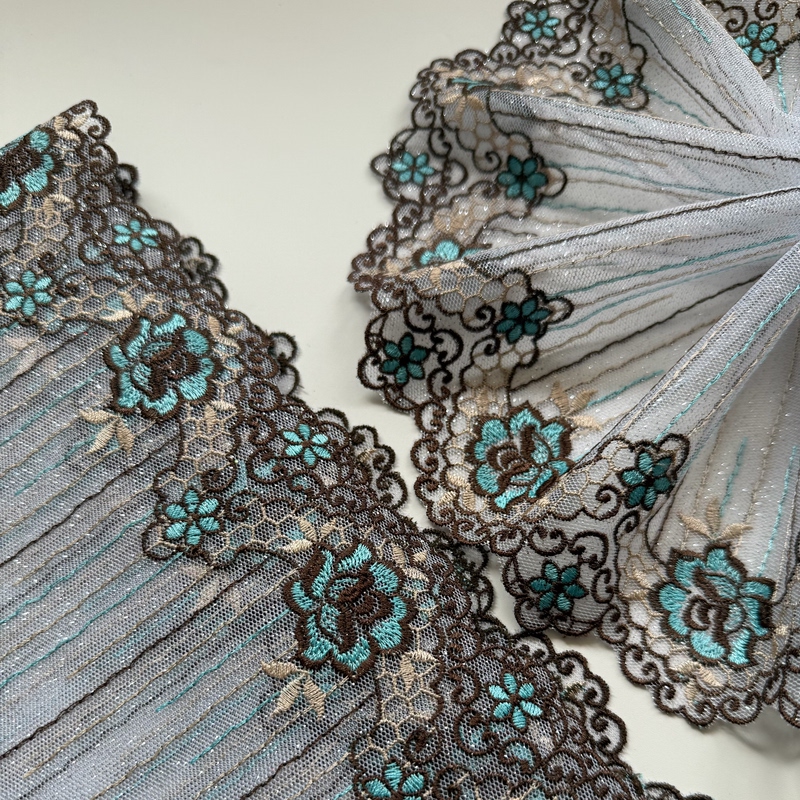 Two-Color Vintage Sparkling Floral Arch Mesh Embroidery Lace Trim for Handmade Doll Clothes, Hair Accessories, and Skirt Hem Splicing