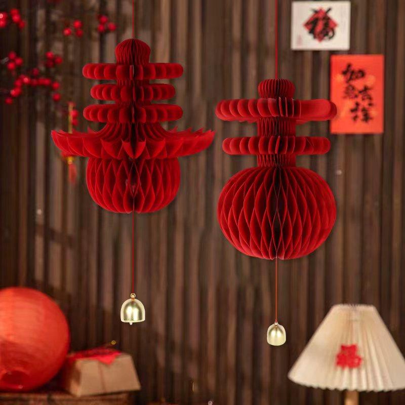 โคมไฟรังผึ้งสำหรับปีใหม่, เครื่องประดับแขวนรูปตัวการ์ตูน 3 มิติ "ฤดูใบไม้ผลิ", ของตกแต่งเทศกาลปีงู, ของตกแต่งภายในบ้าน