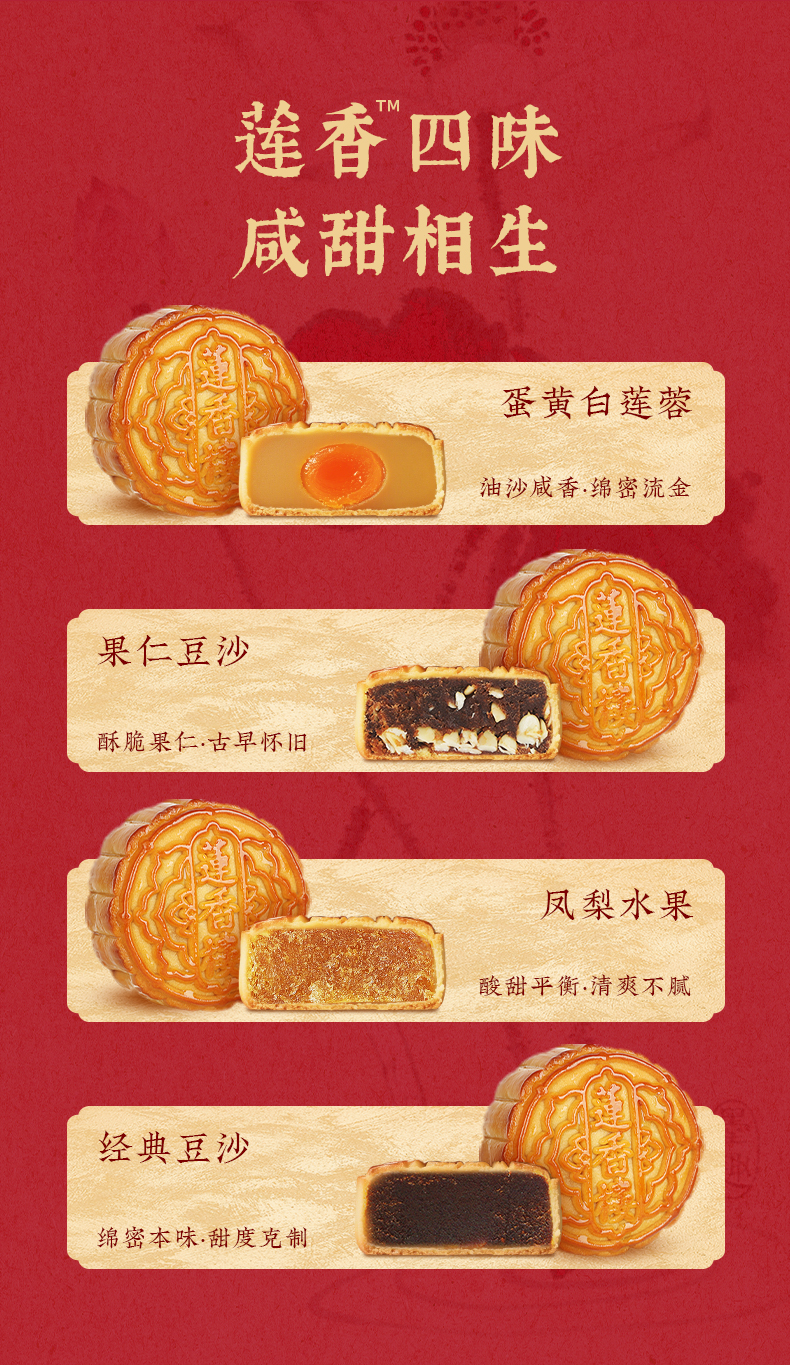 莲香楼 四味风雅 月饼礼盒 420g 天猫优惠券折后¥29包邮(¥129-100)