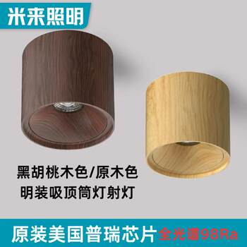 Log antique style surface mounted downlight led black walnut color balcony entrance corridor aisle free hole spotlight