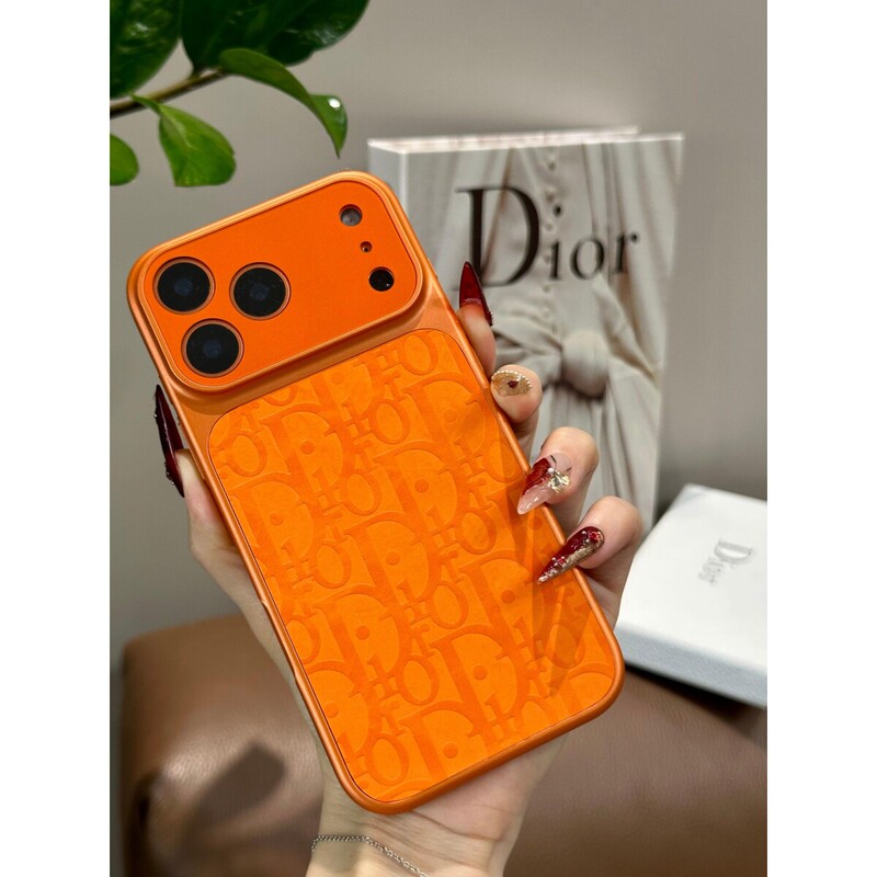 Super Trendy and Stylish Light Luxury Hermès Orange Phone Case Suitable for Apple 17 Pro Max, New iPhone 16 Pro with a High-End Feel, 15 Luxury Brand Leather Texture, 14 Full Protection Anti-Drop, 13 for Women