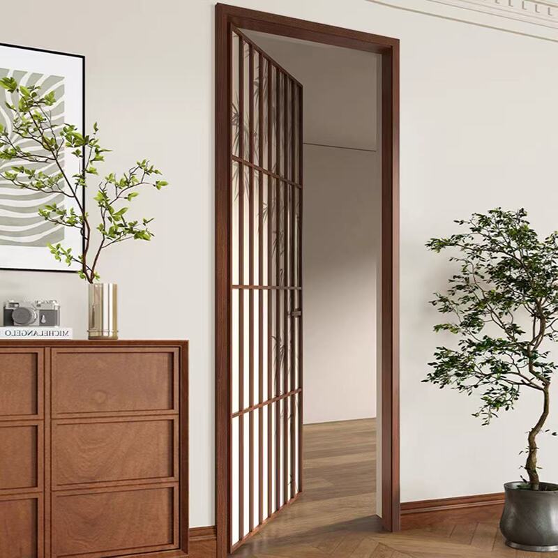 Song-Style Aesthetics, New Chinese-Style Bamboo Shadow Design, Aluminum Alloy Flat Door for Bathroom, Toilet, Kitchen, Bedroom, Washroom, and Shower Room