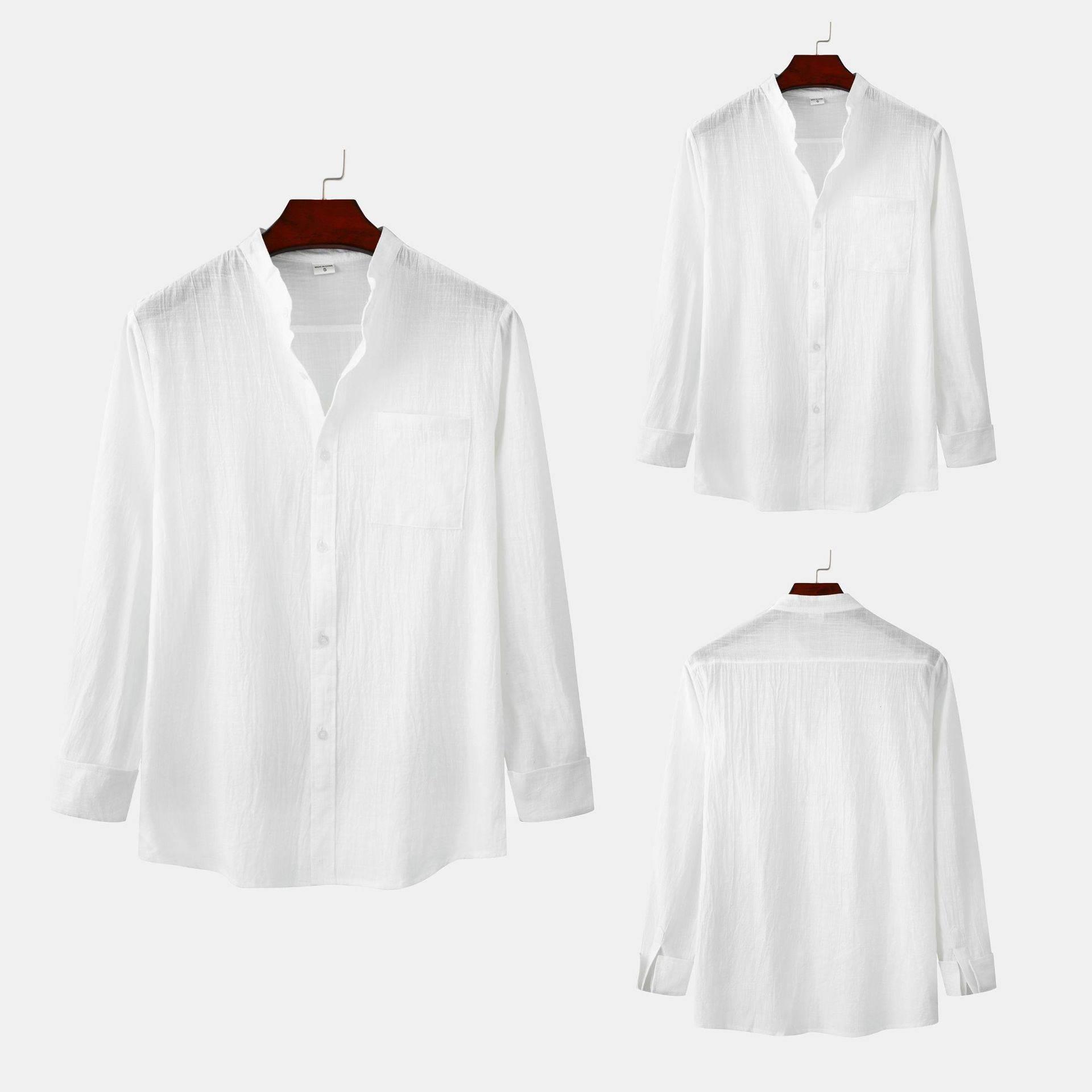 Herren Langarm einfarbiges Hemd Mode Cardigan Shirt Men's Fashion Long Sleeve Shirts